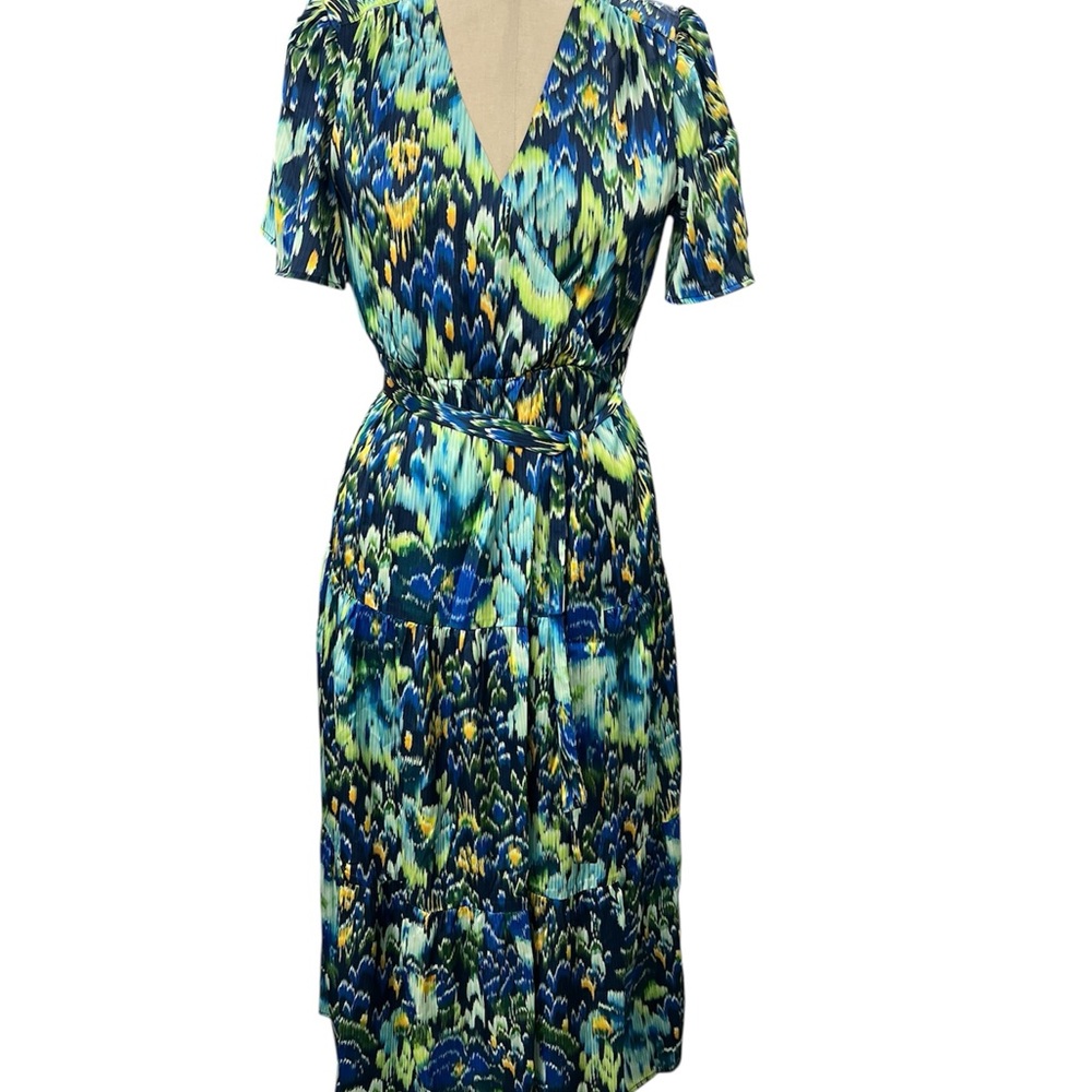 Paparazzi Blue and Green Wrap Midi Dress